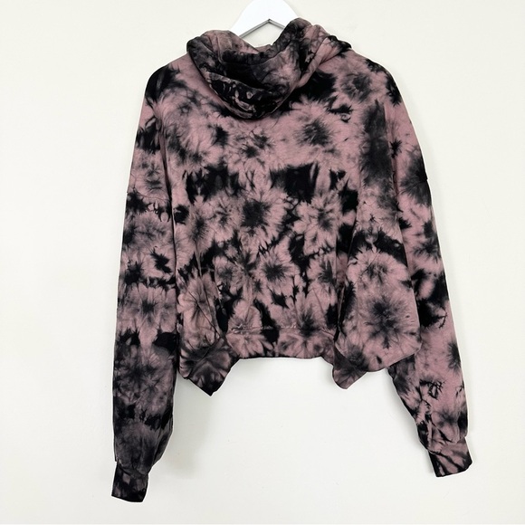 Young Fabulous & Broke Raissa Pink Black Tie Die Hoodie Snap Button Sleeves - Picture 10 of 12